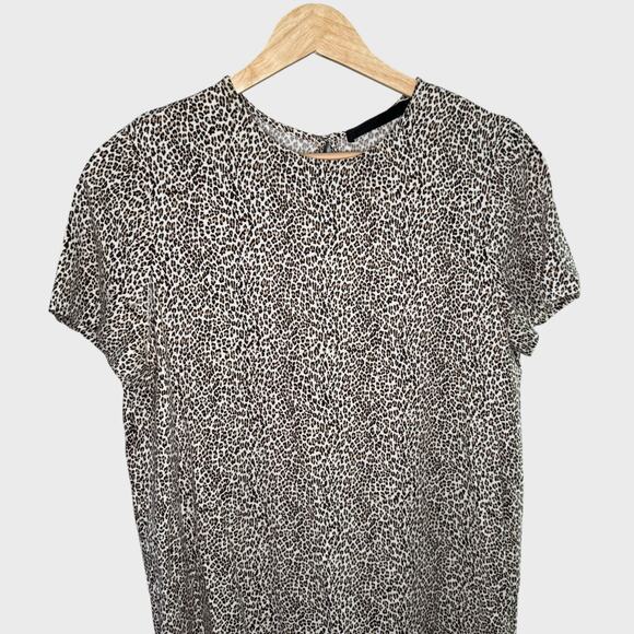 Jenni Kayne Brown Leopard Print Mini Dress XS Crewneck Short Sleeve Viscose - Picture 5 of 5